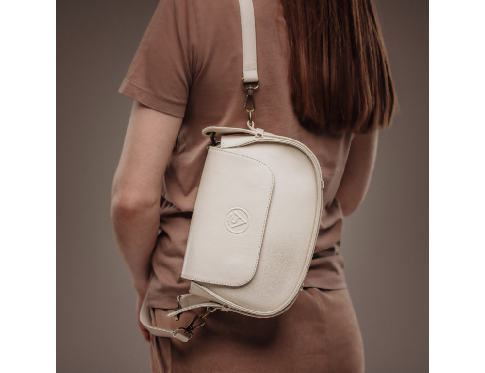 Сумка жіноча шкіряна крос-боді флотар Vittorio Safino VSL009F Beige - Фотографія № 7