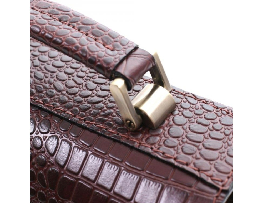 Коричнева шкіряна борсетки Manufatto Візитка 2 Brown Croco - Фотографія № 9