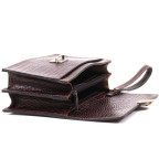 Коричневая кожаная борсетка с ремнём Manufatto Визитка 3 Brown Croco - Фото № 104