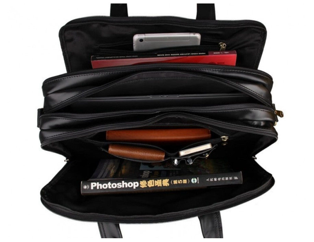 Місткий шкіряний портфель JASPER & MAINE 7146A-1 чорний - Фотографія № 3