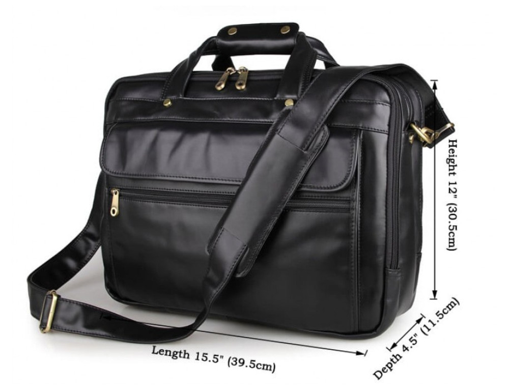 Місткий шкіряний портфель JASPER & MAINE 7146A-1 чорний - Фотографія № 5