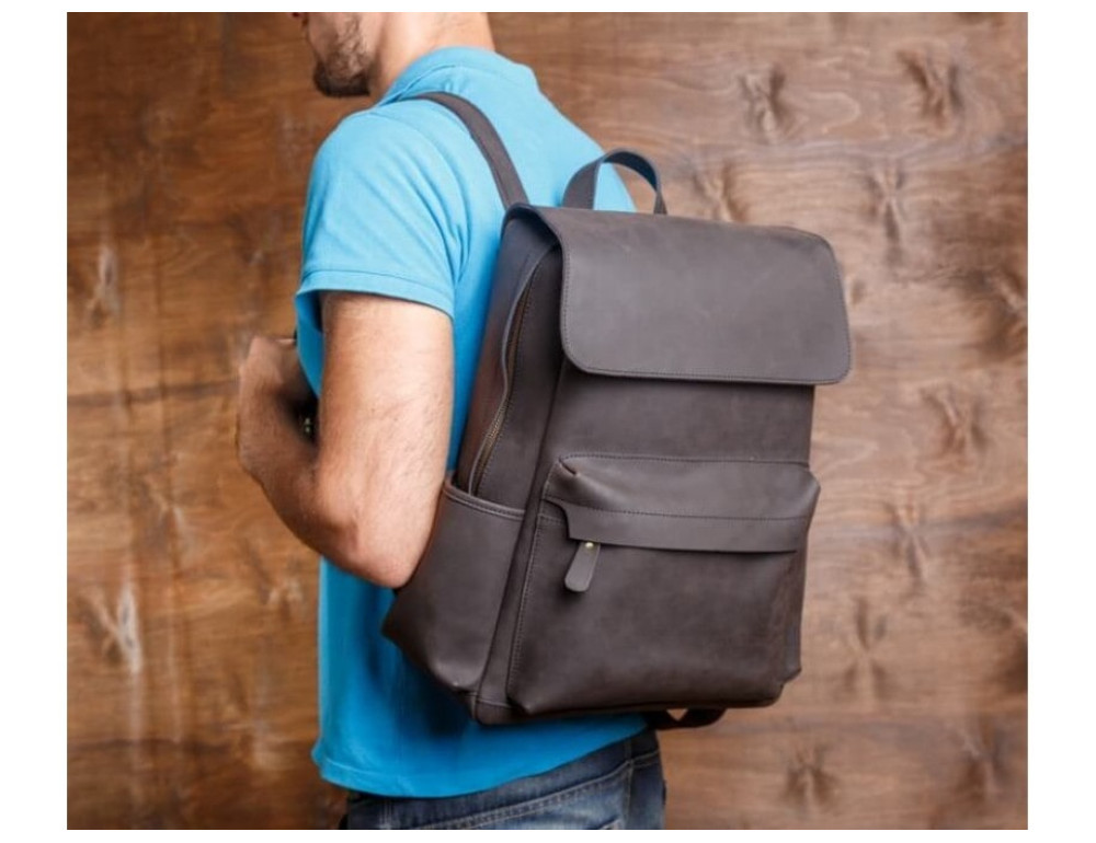 Мужской кожаный рюкзак Tiding Bag Bp5-2805J коричневый - Фото № 2