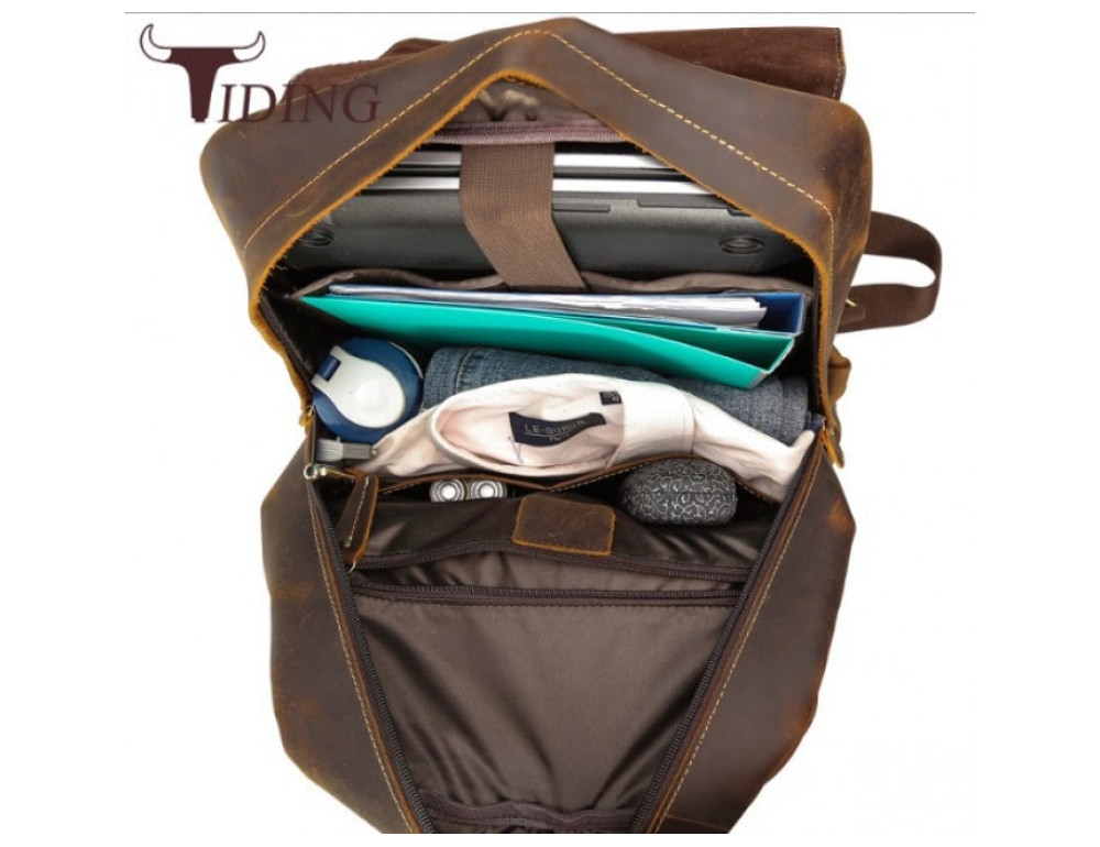 Мужской кожаный рюкзак Tiding Bag Bp5-2805J коричневый - Фото № 6