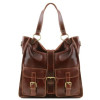 Жіноча велика сумка шопер із натуральної шкіри Tuscany Leather MELISSA TL140928 Brown