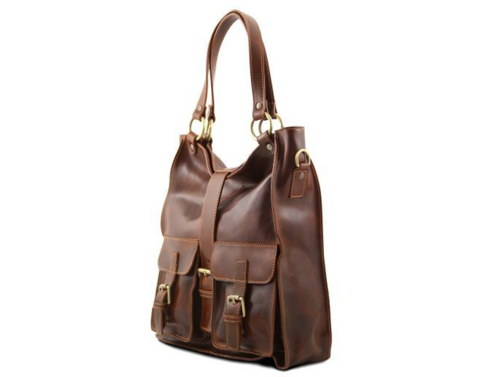 Жіноча велика сумка шопер із натуральної шкіри Tuscany Leather MELISSA TL140928 Brown - Фотографія № 2