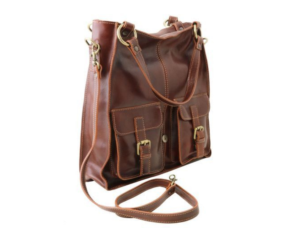 Жіноча велика сумка шопер із натуральної шкіри Tuscany Leather MELISSA TL140928 Brown - Фотографія № 3