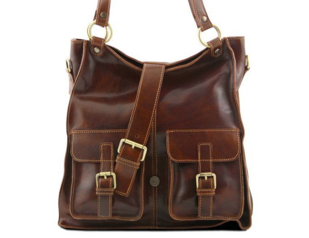 Жіноча велика сумка шопер із натуральної шкіри Tuscany Leather MELISSA TL140928 Brown - Фотографія № 5