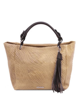 Жіноча шкіряна сумка бежевого кольору Tuscany Leathe TL142066 BEIGE