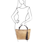 Жіноча шкіряна сумка бежевого кольору Tuscany Leathe TL142066 BEIGE - Фотографія № 101