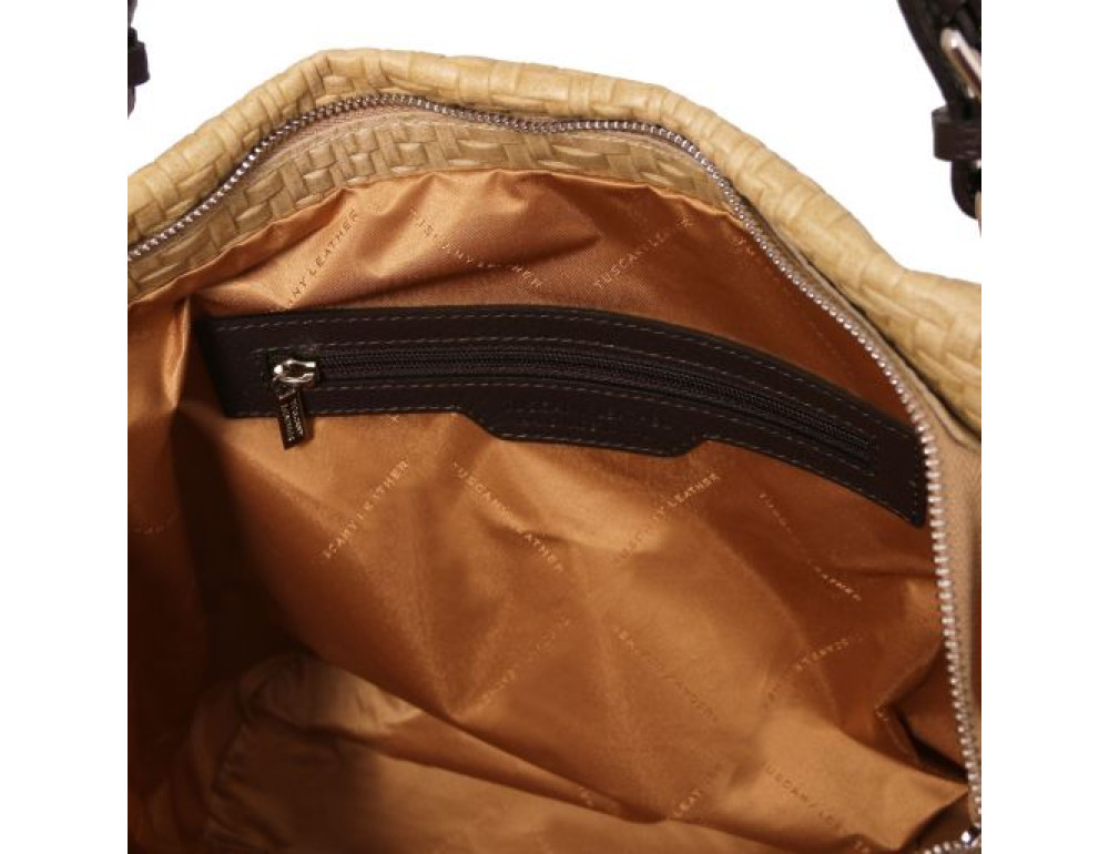 Жіноча шкіряна сумка бежевого кольору Tuscany Leathe TL142066 BEIGE - Фотографія № 6