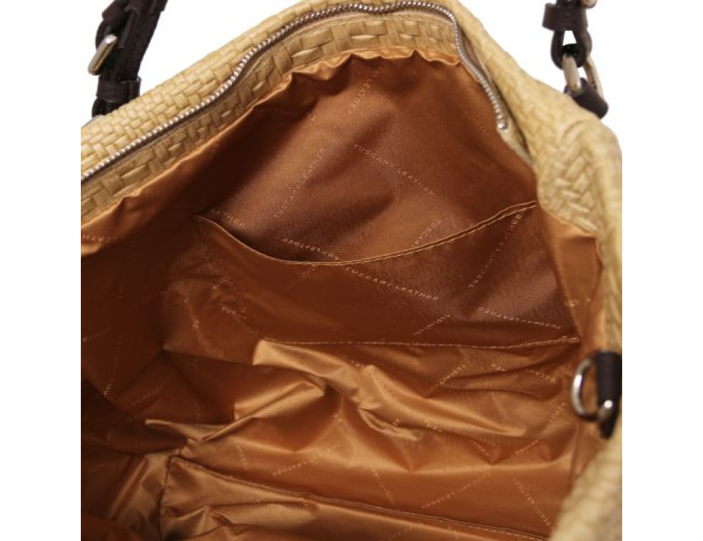 Жіноча шкіряна сумка бежевого кольору Tuscany Leathe TL142066 BEIGE - Фотографія № 7