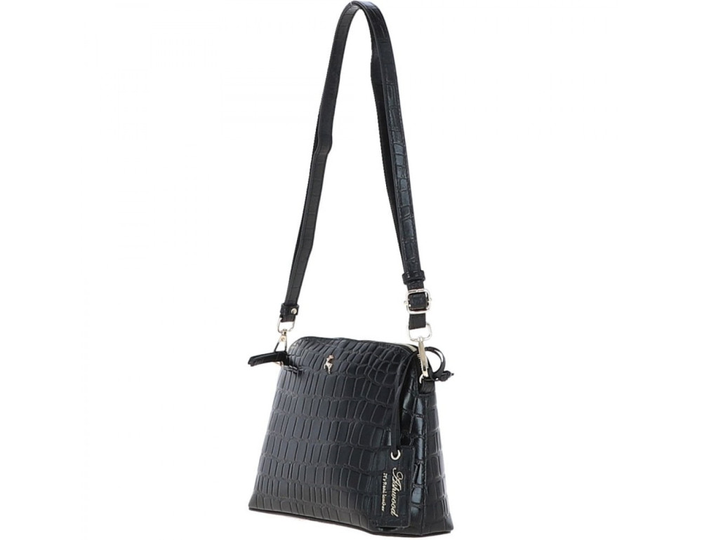 Жіноча шкіряна сумка через плече Ashwood 63787 BLACK/CROC - Фотографія № 2