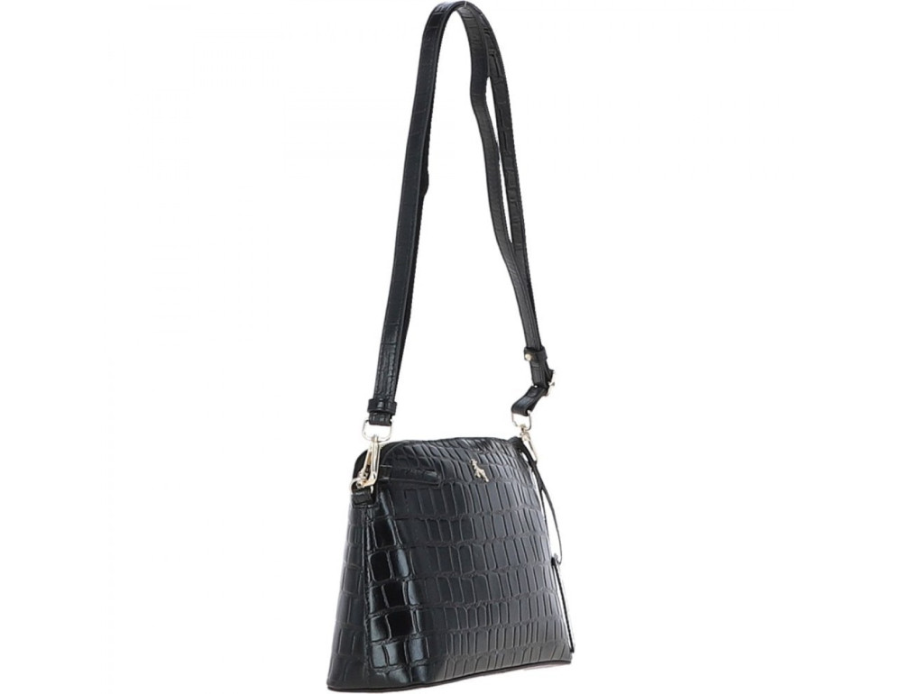 Жіноча шкіряна сумка через плече Ashwood 63787 BLACK/CROC - Фотографія № 4