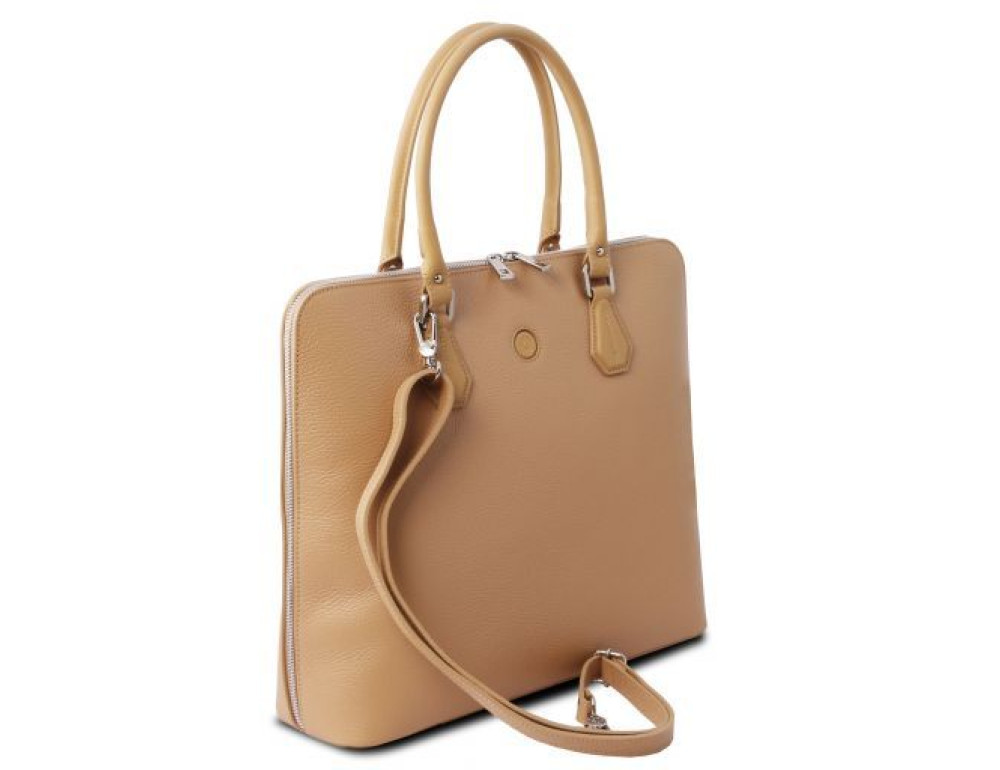Жіноча шкіряна сумочка бежевого кольору Magnolia Tuscany Leather TL141809 Champagne - Фотографія № 3
