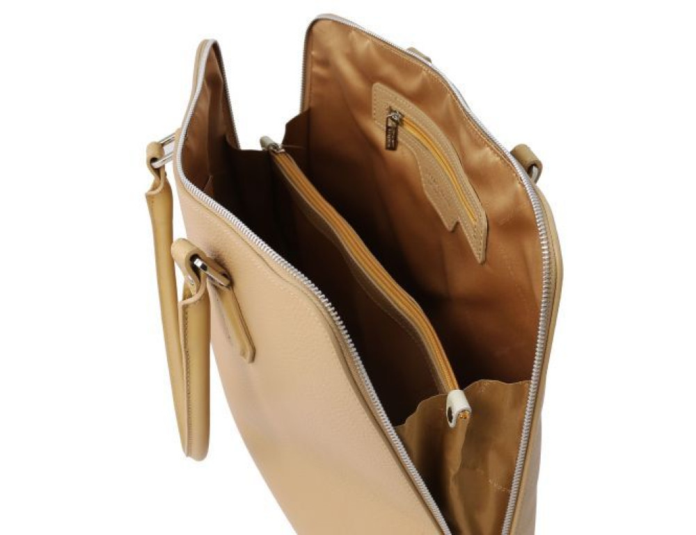 Жіноча шкіряна сумочка бежевого кольору Magnolia Tuscany Leather TL141809 Champagne - Фотографія № 5