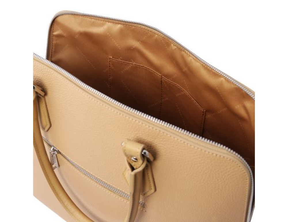 Жіноча шкіряна сумочка бежевого кольору Magnolia Tuscany Leather TL141809 Champagne - Фотографія № 7