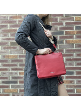 Женская кожаная сумочка через плечо (папка) Tony Perotti Contatto 9594-28 rosso